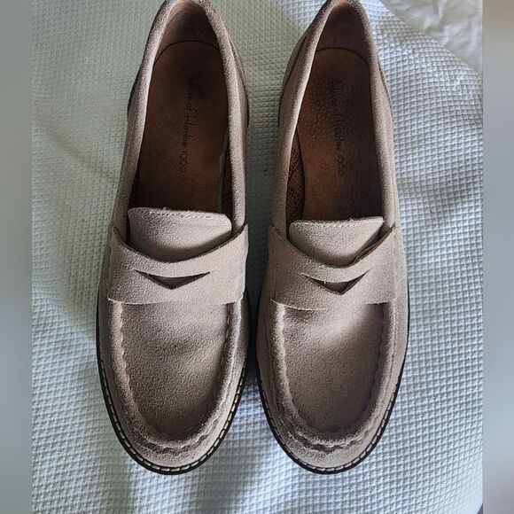 House of Harlow 1960 Gunner Light Taupe Suede Platform Lug Sole Loafers - Picture 12 of 14